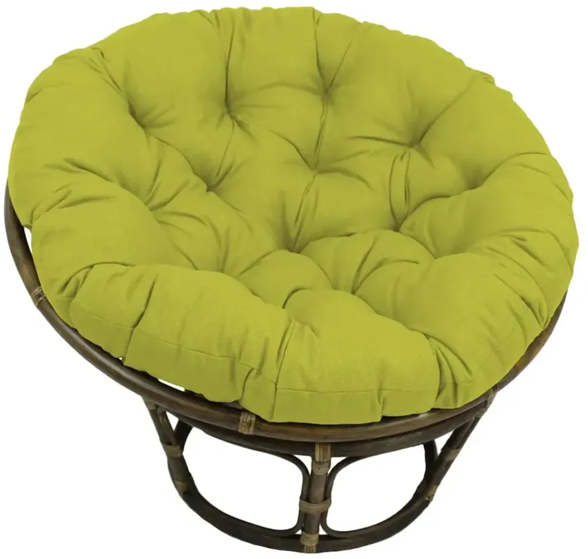 42-inch Rattan Papasan Chair with Solid Outdoor Fabric, Lime