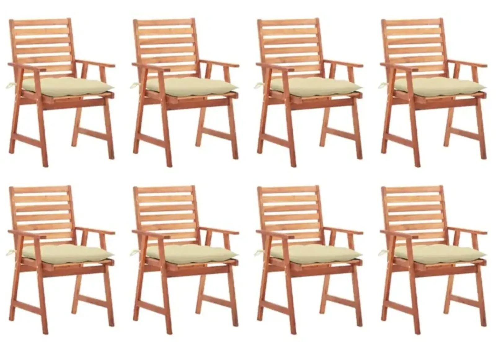 vidaXL Patio Dining Chairs 8 pcs with Cushions Solid Acacia Wood