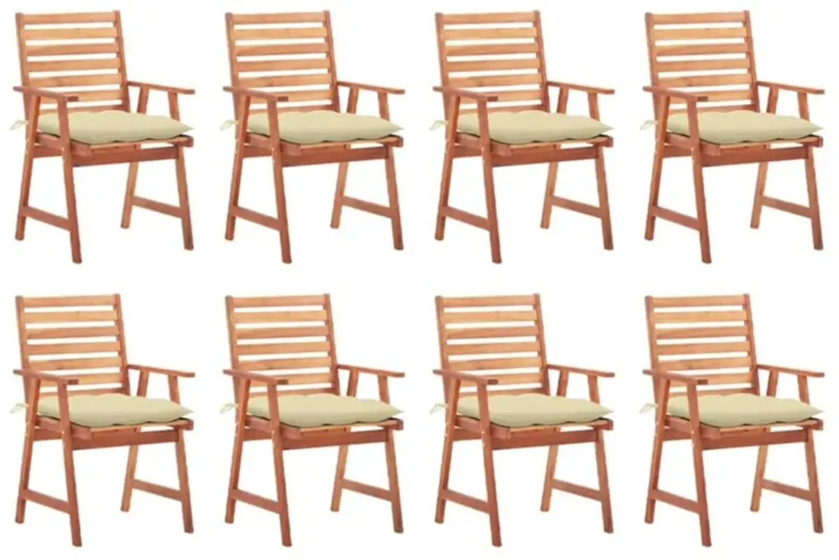 vidaXL Patio Dining Chairs 8 pcs with Cushions Solid Acacia Wood