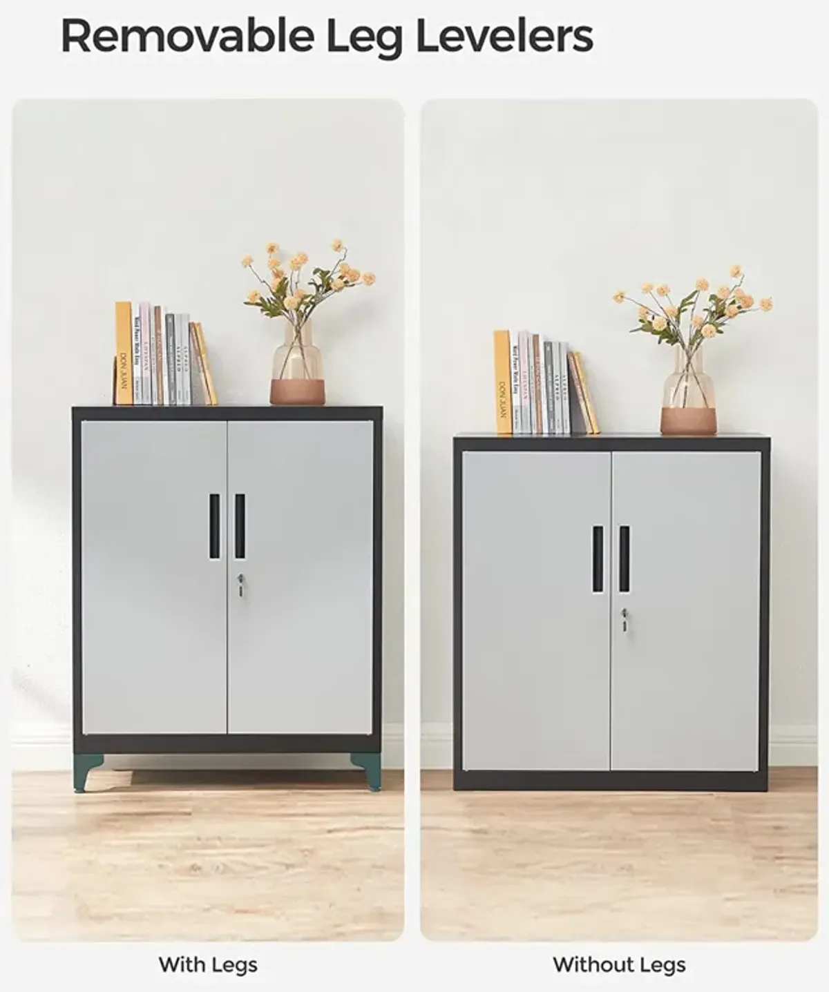 Durable Steel Storage Cabinet Office Cabinet with Shelves and Double Doors