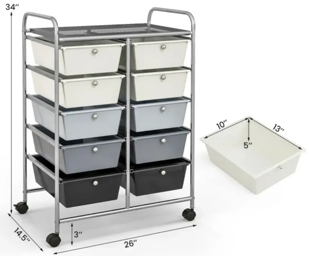 Hivvago 10-Drawer Rolling Storage Cart