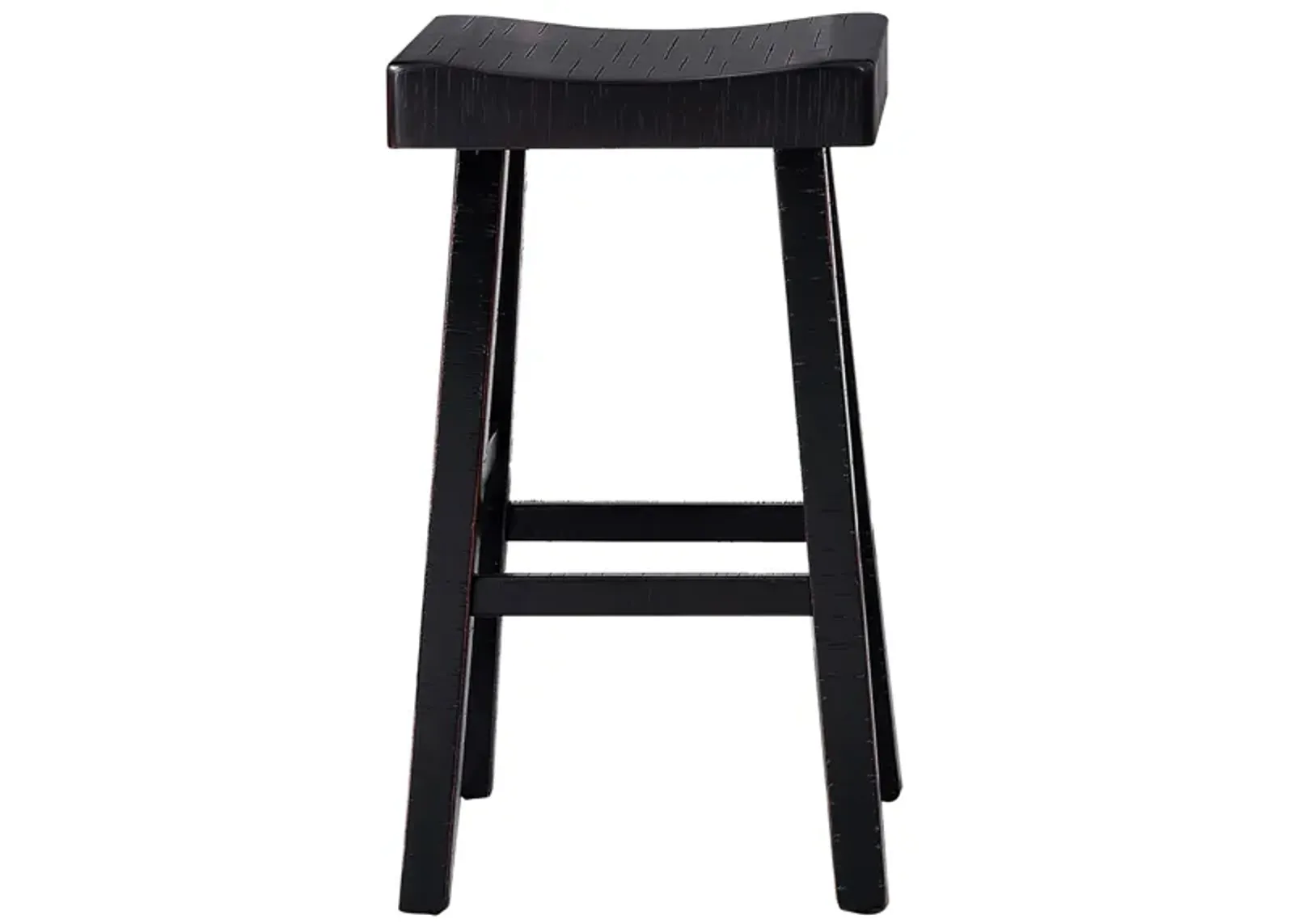 Bianca Barstool Set of 2, Saddle Seat, Farmhouses Style Black Solid Wood