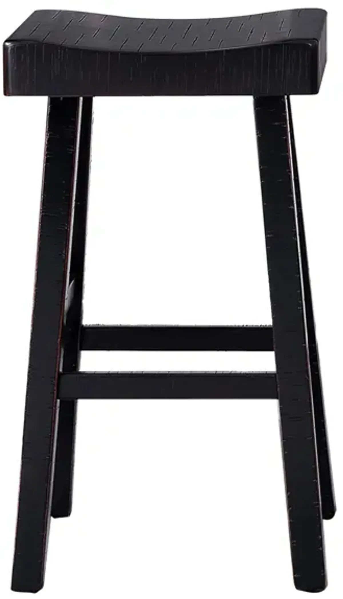 Bianca Barstool Set of 2, Saddle Seat, Farmhouses Style Black Solid Wood