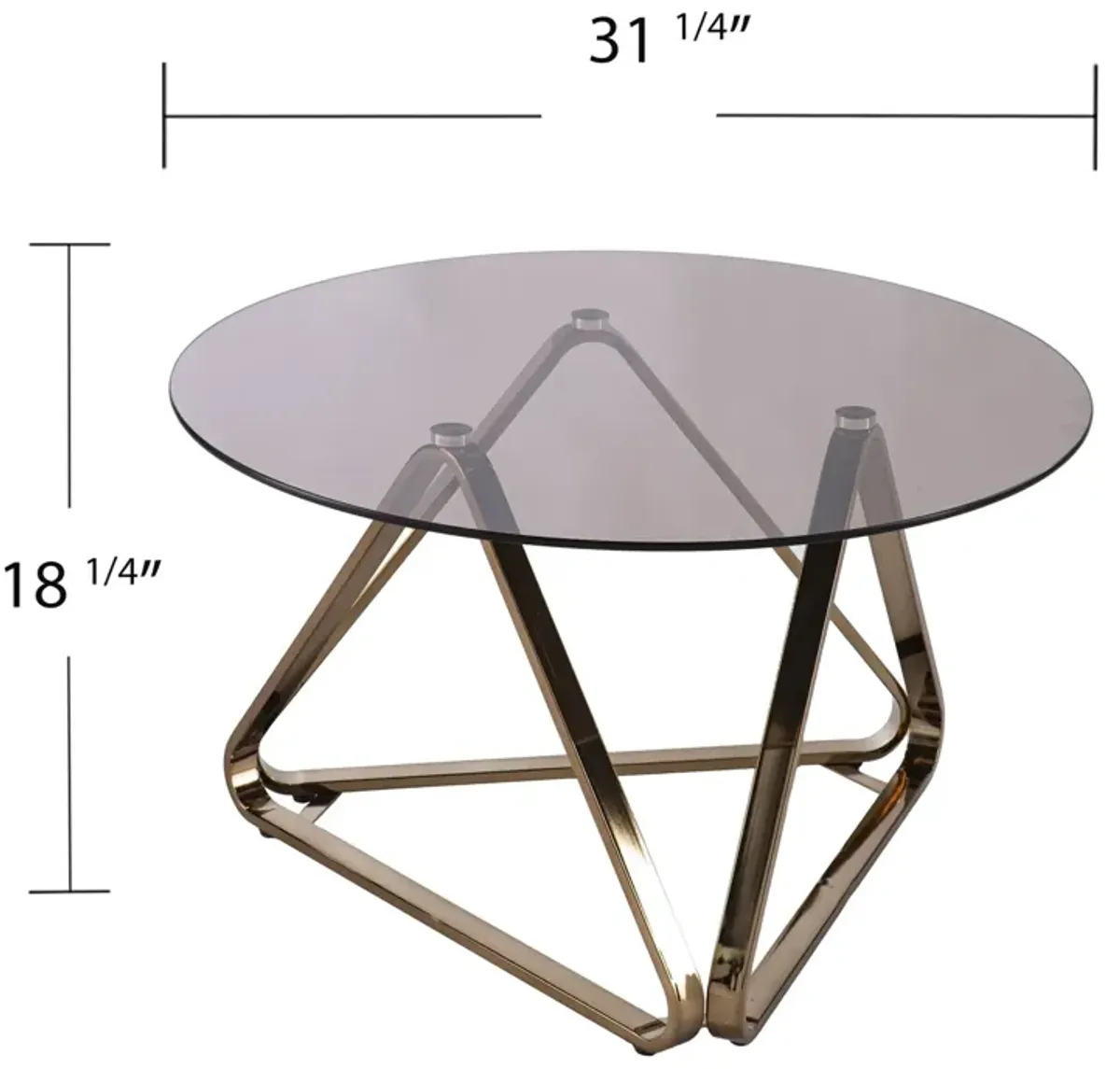 Hivvago 31" Champagne Glass And Metal Round Coffee Table