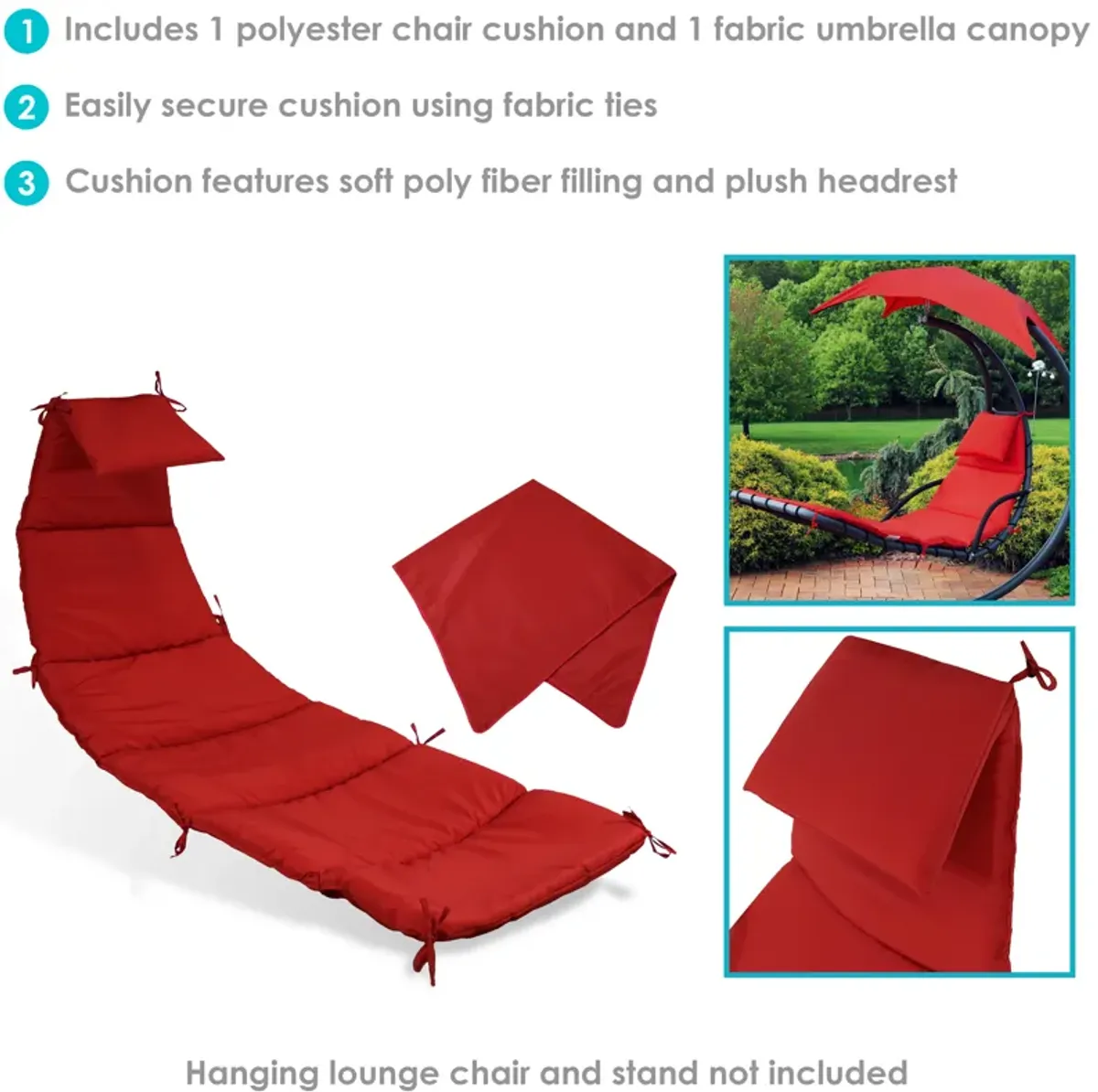 Sunnydaze Outdoor Hanging Lounger Replacement Cushion and Umbrella