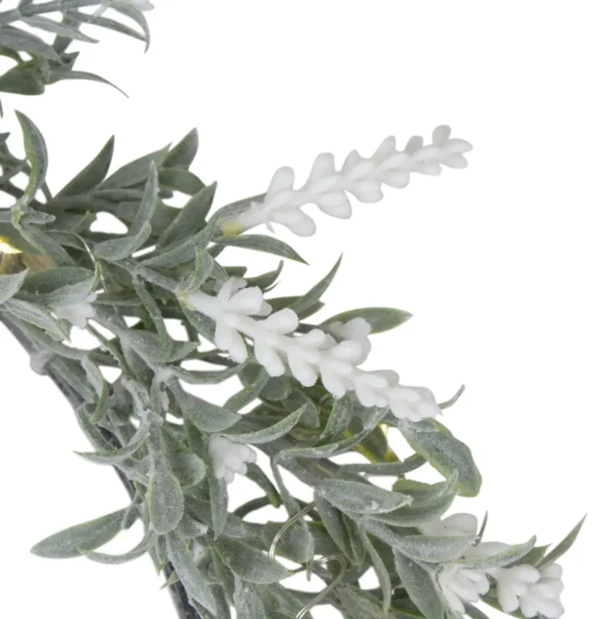 Pre-Lit Battery Operated White Lavender Spring Wreath- 16" - White LED Lights