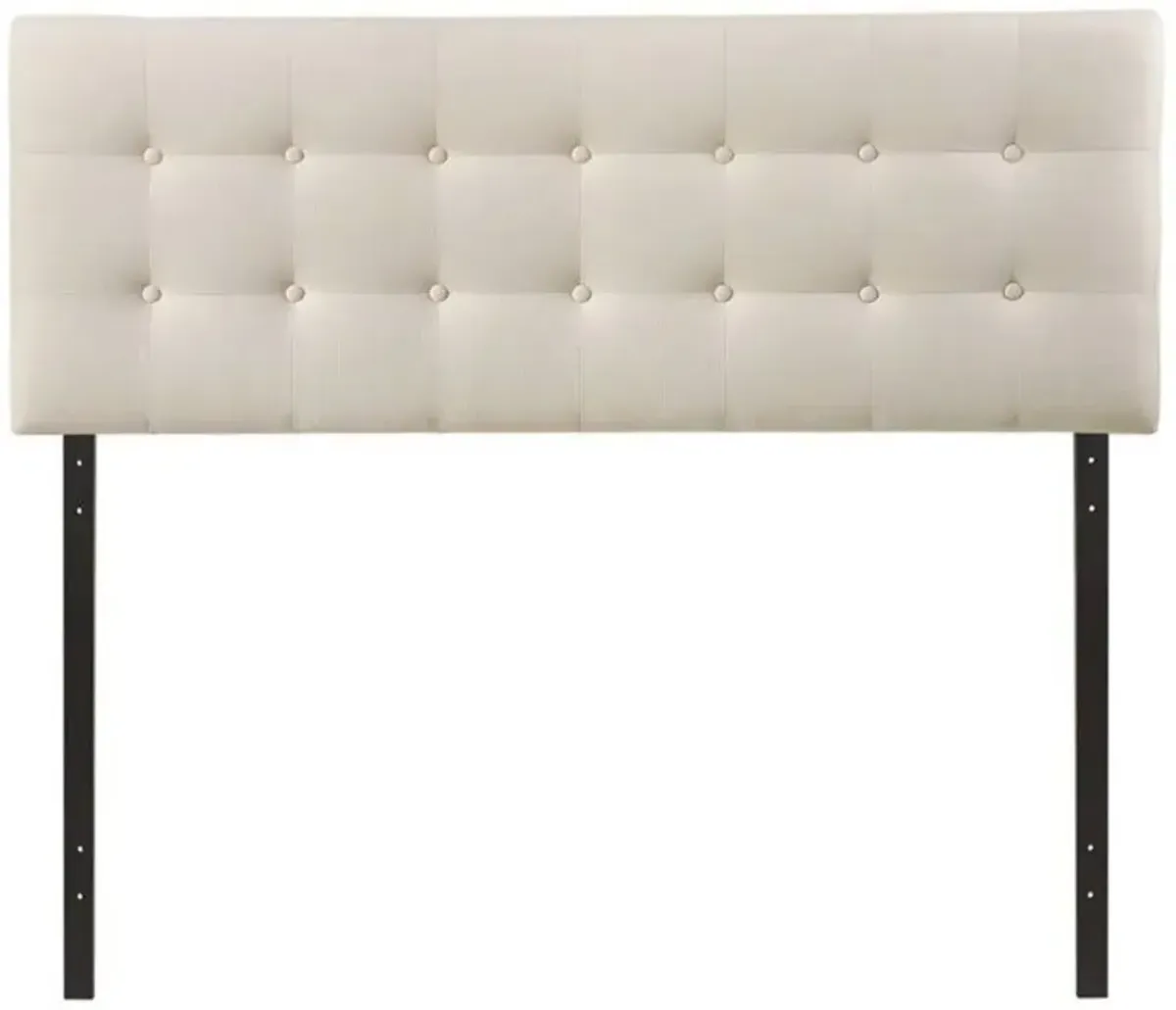 Hivvago Queen size Modern Ivory Fabric Upholstered Button Tufted Headboard