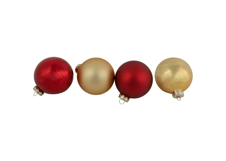 96ct Red and Gold 2-Finish Glass Ball Christmas Ornaments 3.25" (80mm)