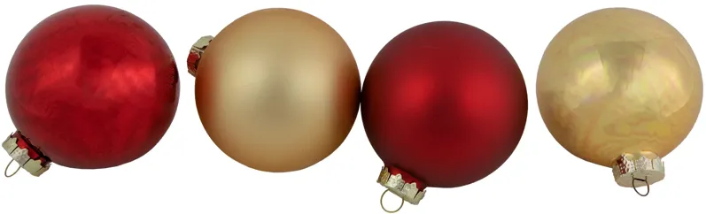 96ct Red and Gold 2-Finish Glass Ball Christmas Ornaments 3.25" (80mm)