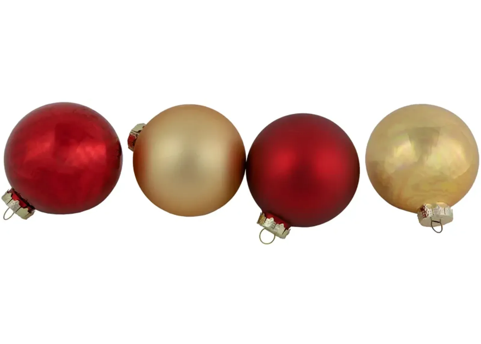 96ct Red and Gold 2-Finish Glass Ball Christmas Ornaments 3.25" (80mm)