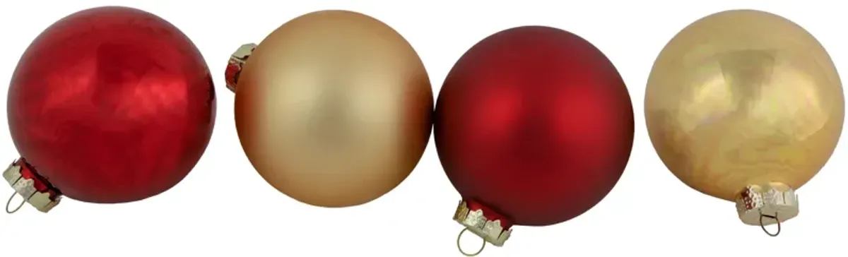 96ct Red and Gold 2-Finish Glass Ball Christmas Ornaments 3.25" (80mm)