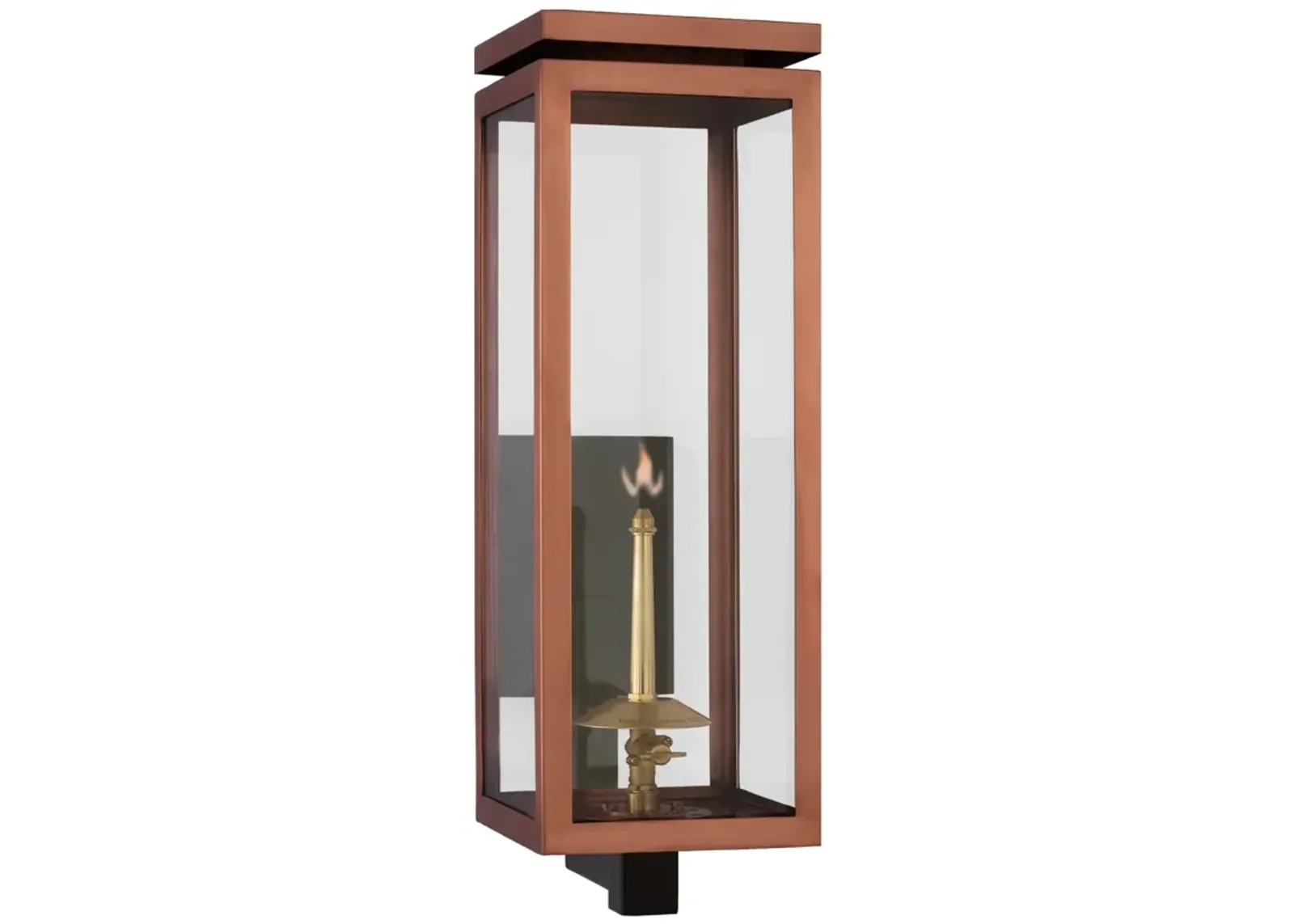 Fresno Medium Bracketed Gas Wall Lantern in Soft Copper with Clear Glass