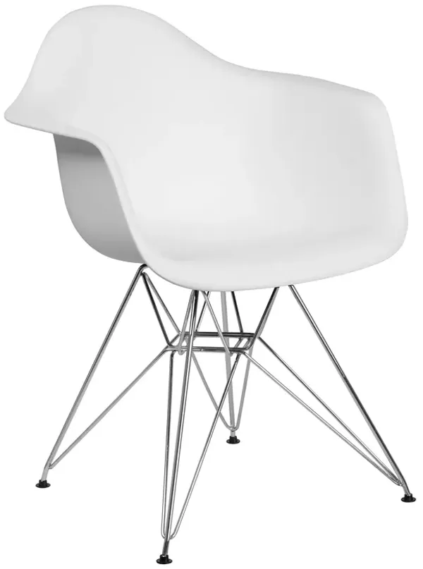 Flash Furniture Alonza Series White Plastic Chair with Chrome Base