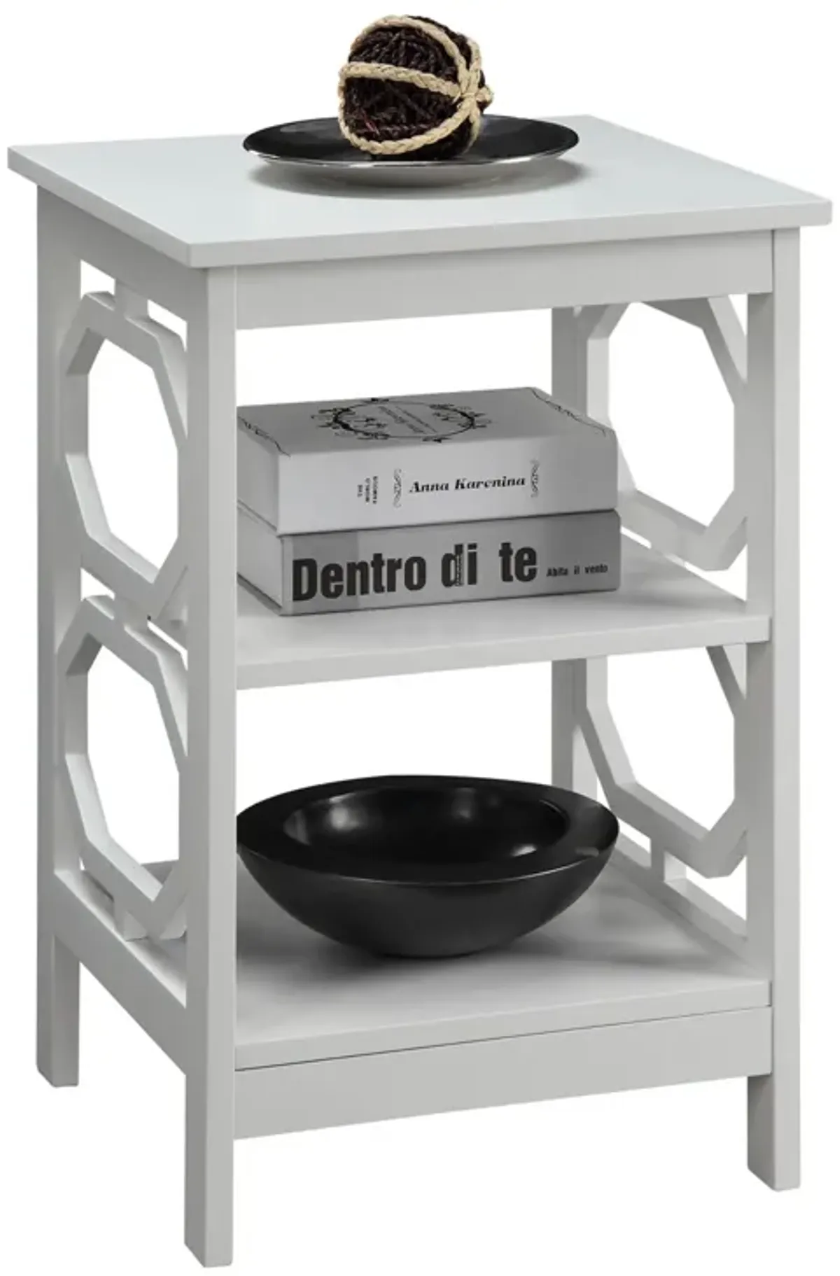 Convenience Concepts Omega End Table with Shelves, Black