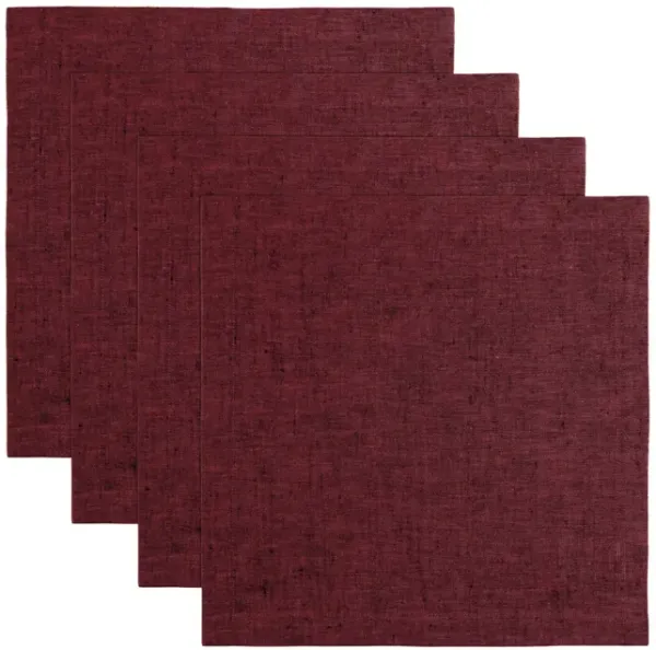 Solino Home 100% Pure Linen Square Placemats 14 x 14 Inch Set of 4 - Athena