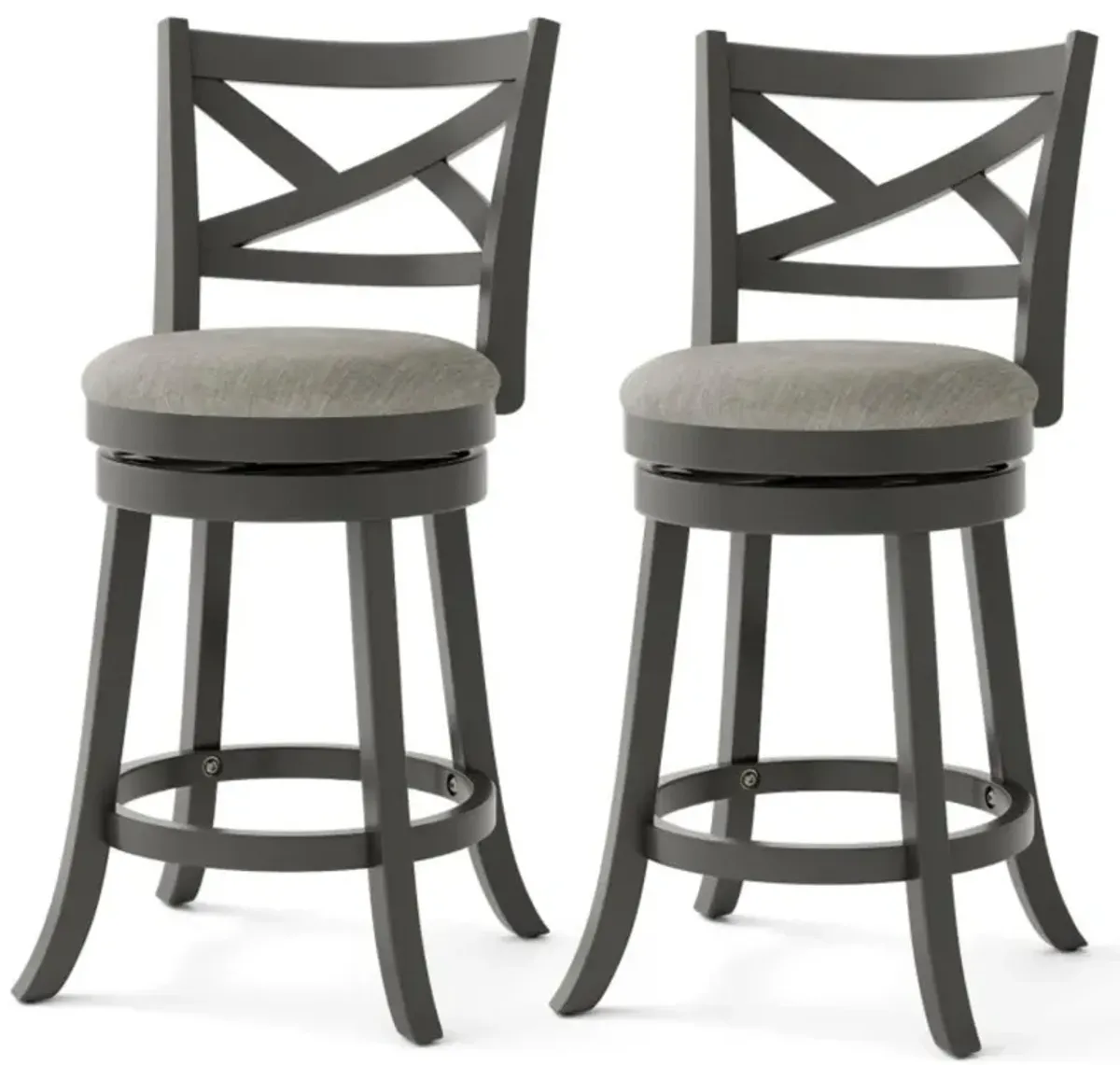 Hivvago 27/31 Inch Swivel Bar Stools Set of 2 with Hollow Back and Soft-padded Seat