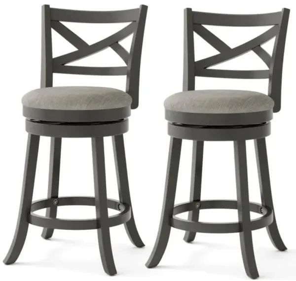 Hivvago 27/31 Inch Swivel Bar Stools Set of 2 with Hollow Back and Soft-padded Seat