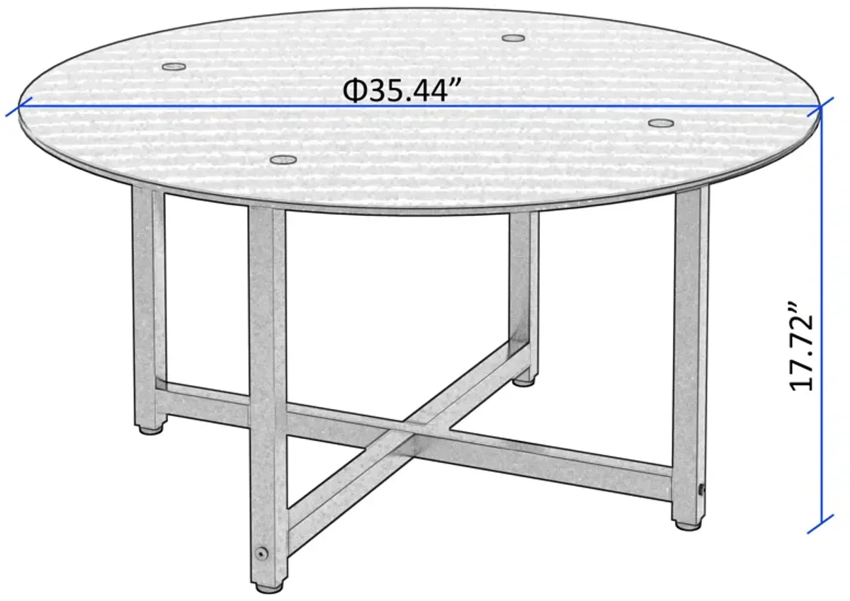 Hivvago 35.5'' Modern Design Round Clear Tempered Glass  Table