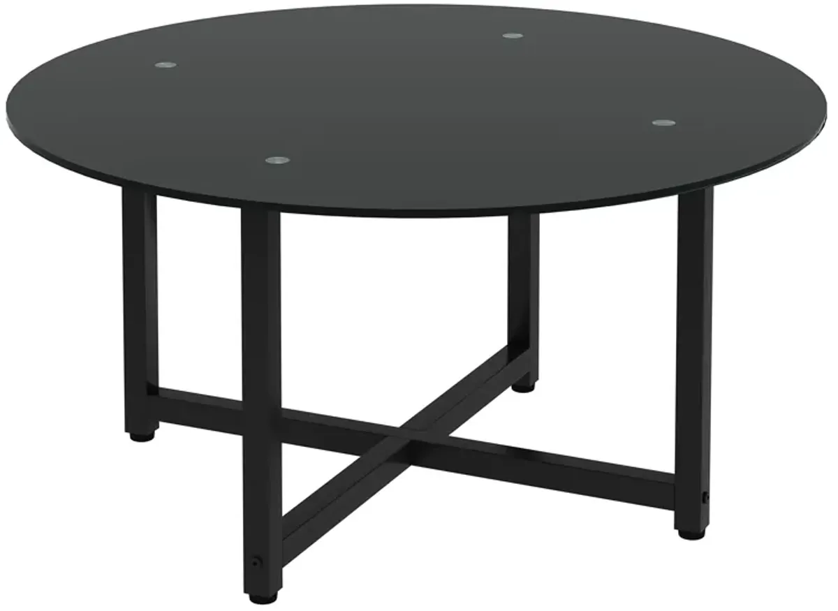 Hivvago 35.5'' Modern Design Round Clear Tempered Glass  Table