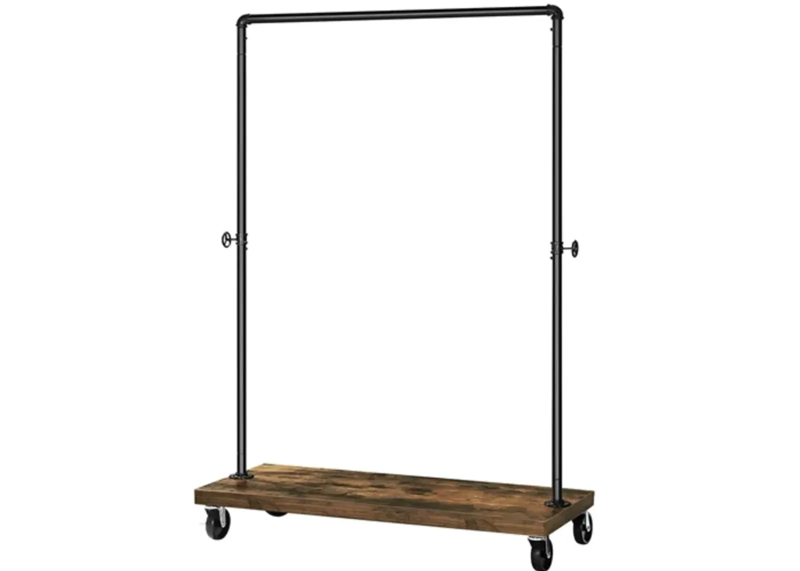 Rustic Industrial Laundry Pipe Garment Rack Lockable Wheels