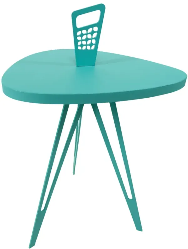 Nelson Mod Shaped Metal Side Table (taller triangular)-turquoise