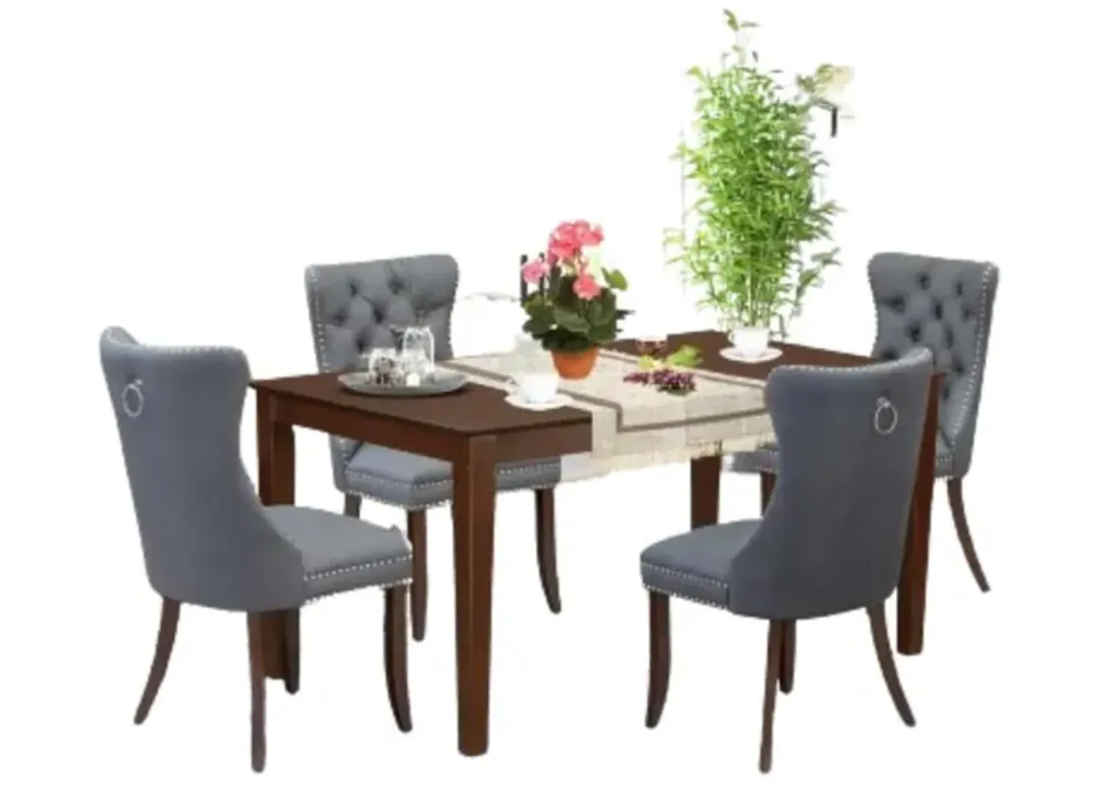 5 Piece Kitchen Table Set Contains a Rectangle Modern Dining Table