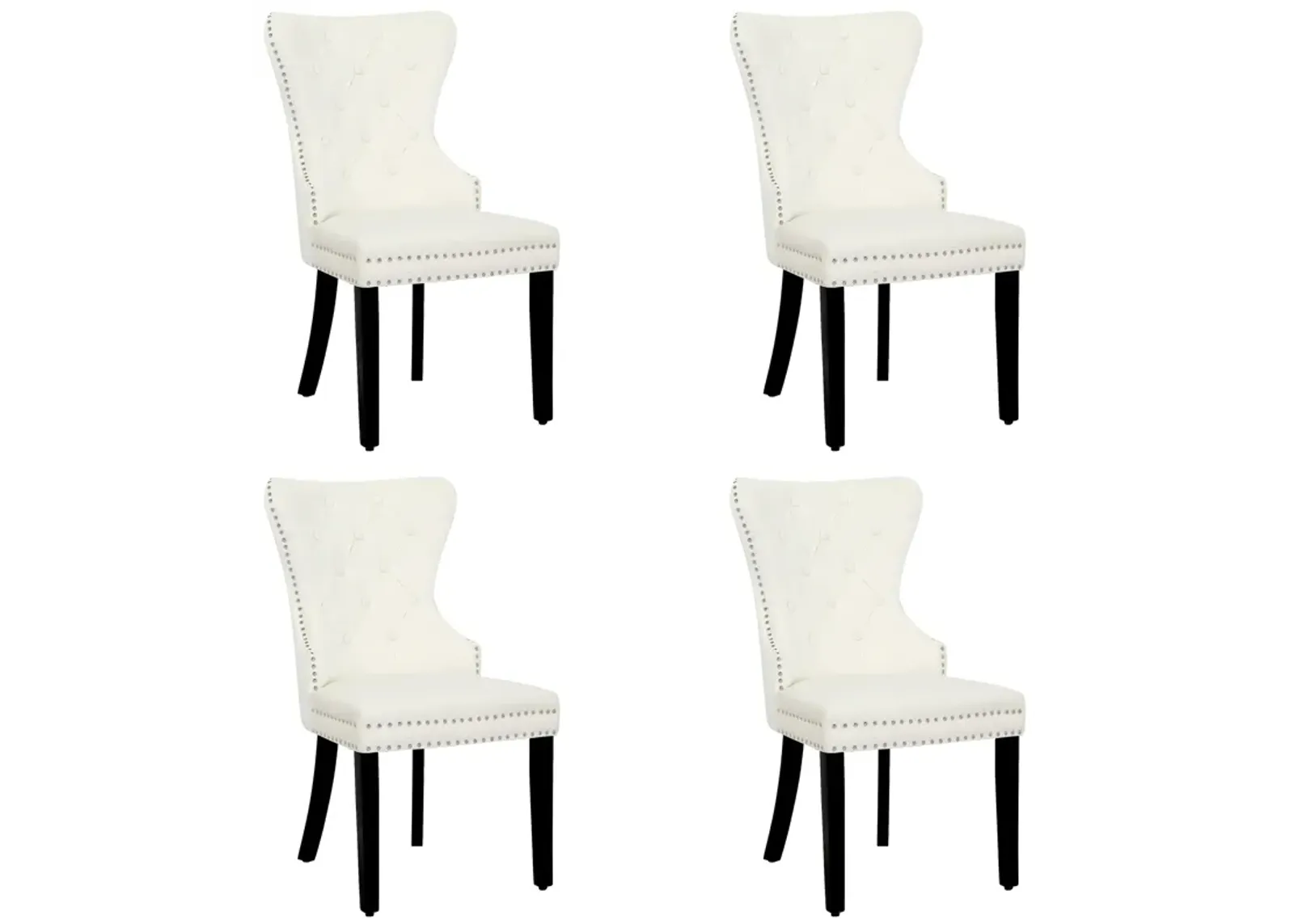 WestinTrends Velvet Upholstered Tufted Dining Chairs (Set of 4)