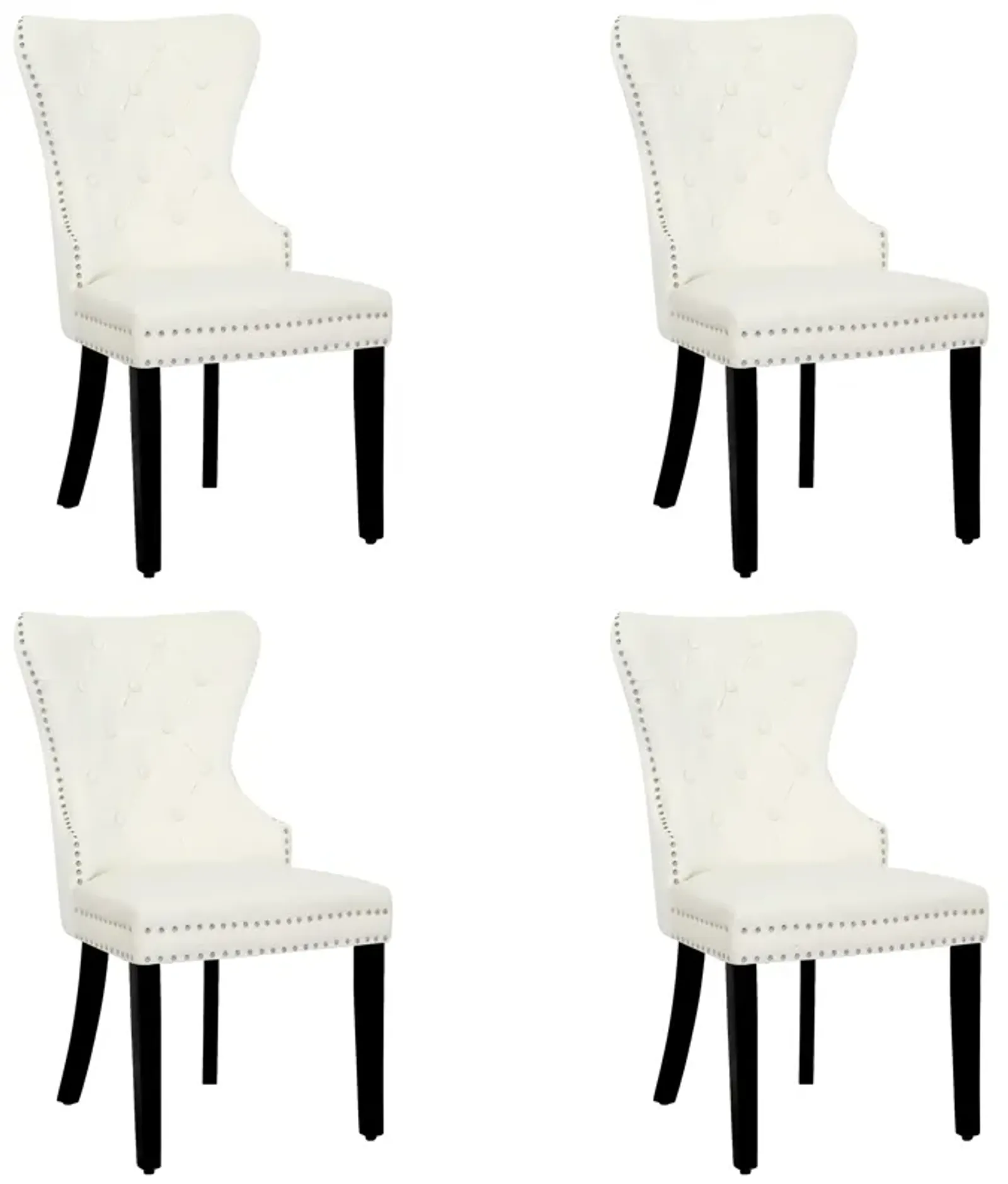 WestinTrends Velvet Upholstered Tufted Dining Chairs (Set of 4)