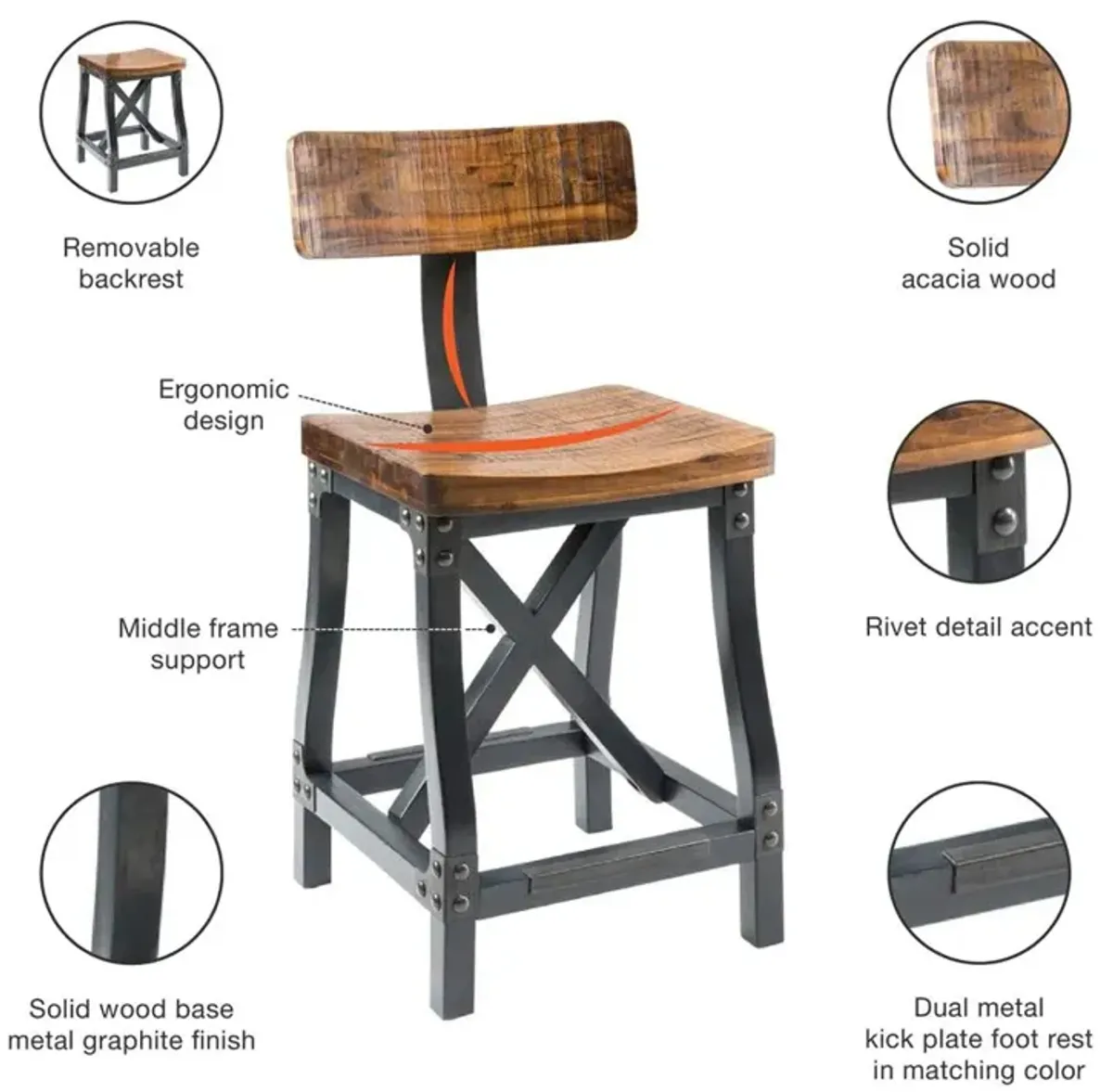 INK+IVY Lancaster Counter Stool