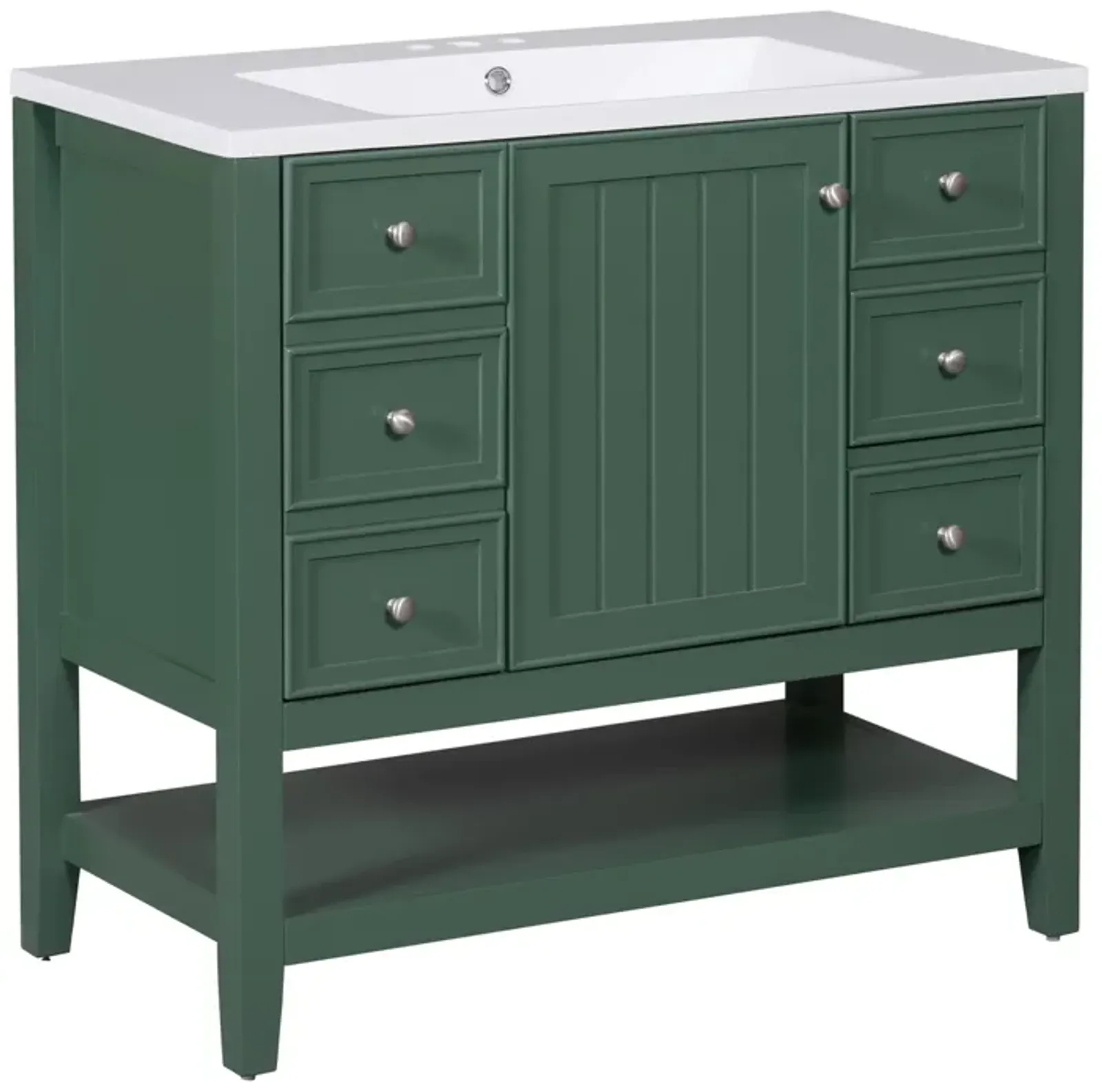 Gewnee 36" Bathroom Vanity with Sink Combo, One Cabinet and Three Drawers, Solid Wood and MDF Board