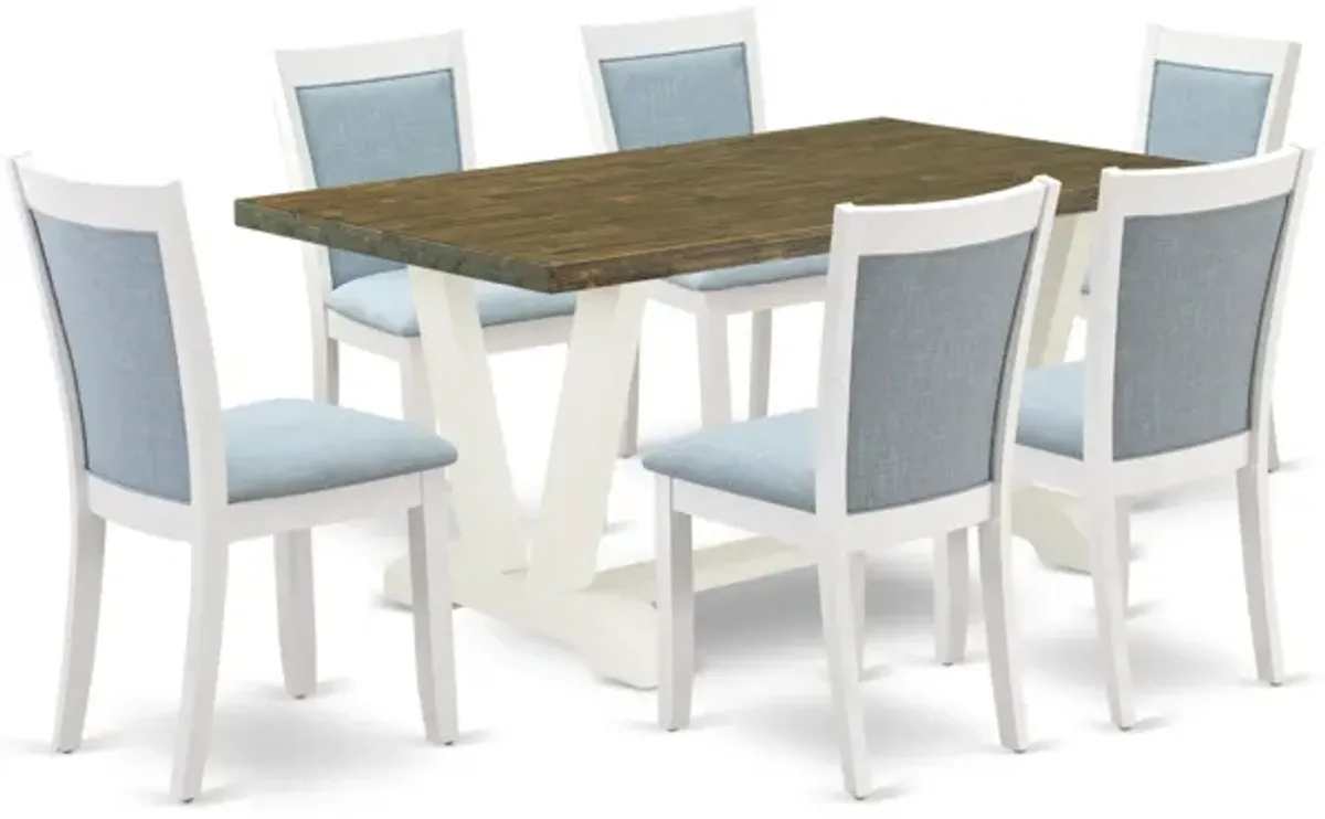 East West Furniture V076MZ015-7 7Pc Dinette Set - Rectangular Table and 6 Parson Chairs - Multi-Color Color