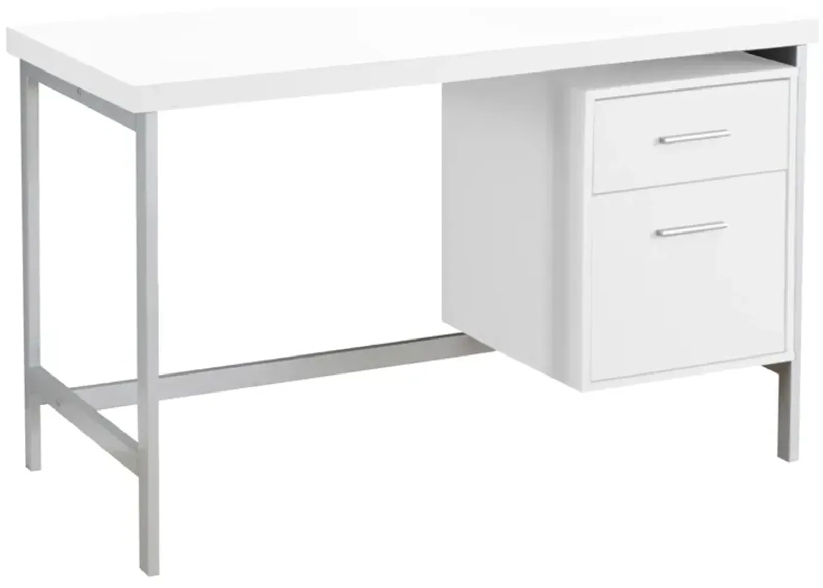 Monarch Specialties Computer Desk, Home Office, Laptop, Left, Right Set-Up, Storage Drawers, 48"L, Work, Metal, Laminate, White, Grey, Contemporary, Modern