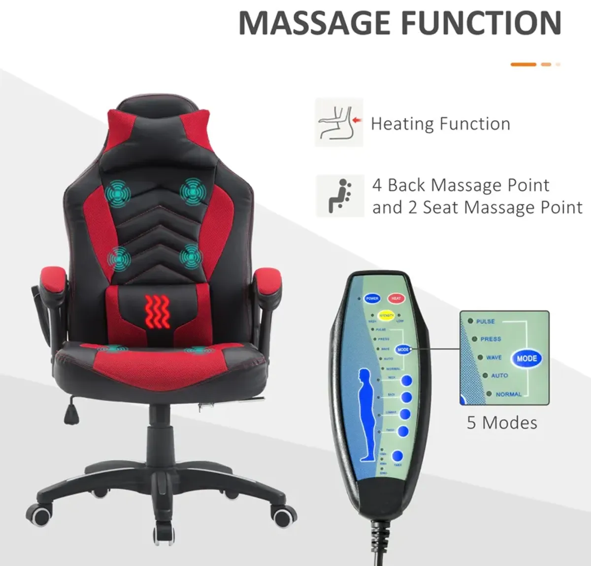 Office Ergomomic Heated Vibrating Massage Chair PU Leather  Swivel Computer Seat