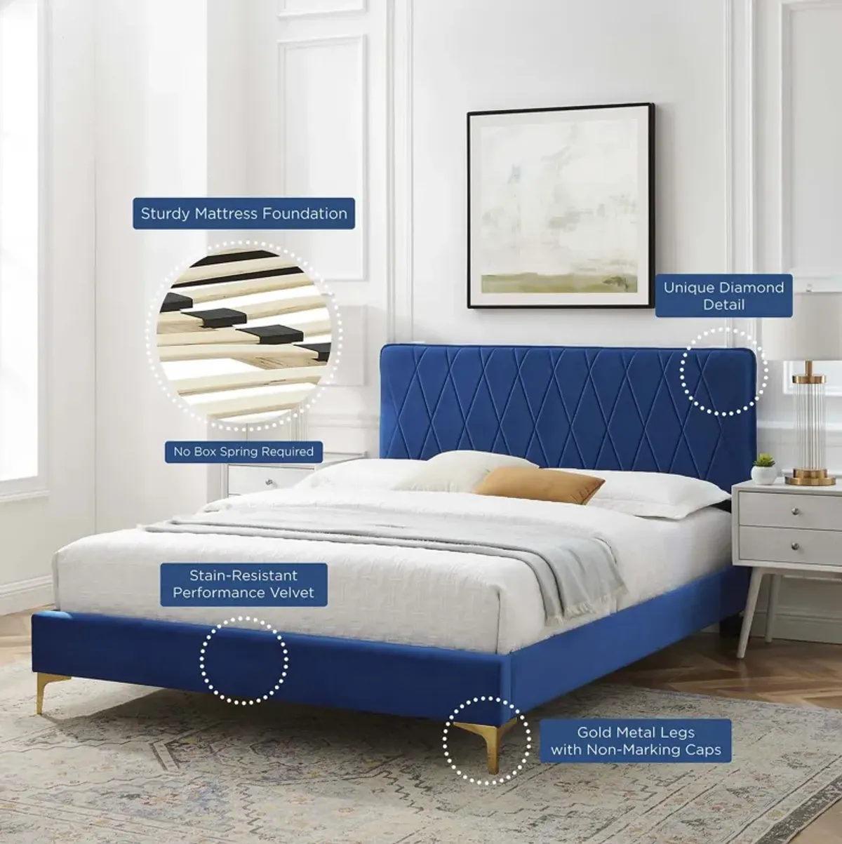 Modway - Phillipa Performance Velvet King Platform Bed