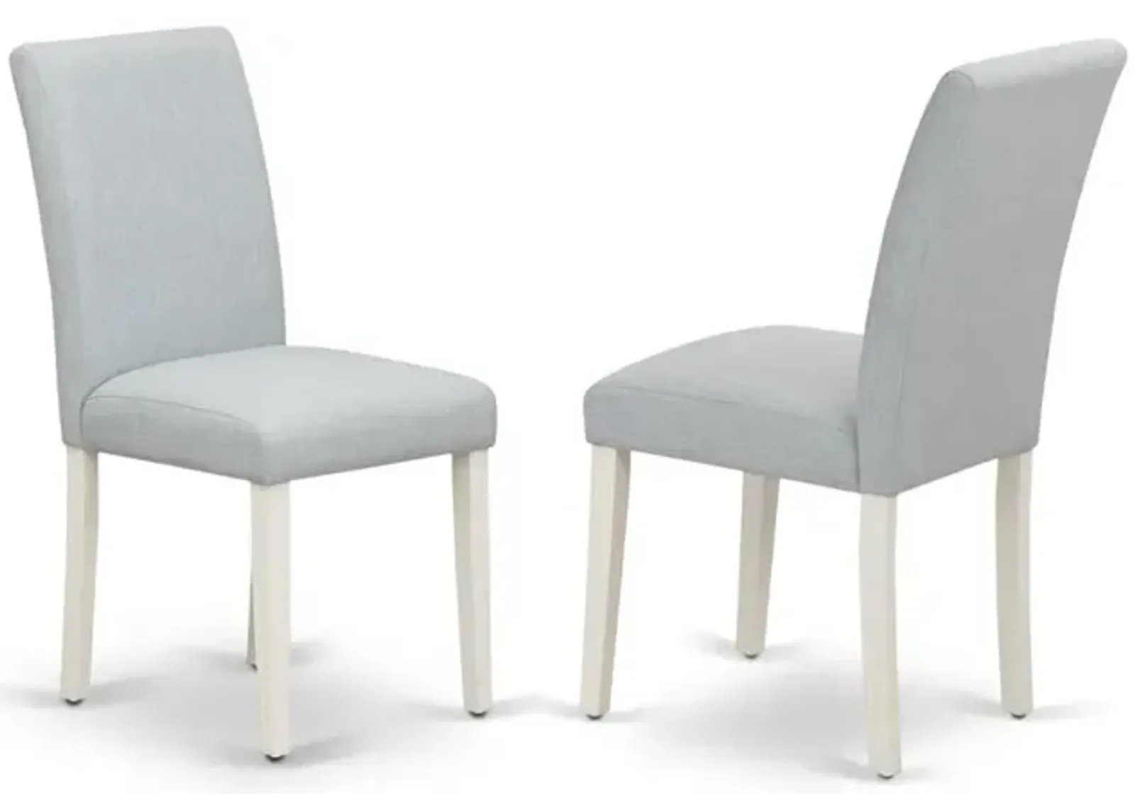 East West Furniture Set of 2 - Wood Chairs- Modern Chairs Includes Wirebrushed Linen White Wood Structure with Baby Blue Linen Fabric Seat and Simple Back