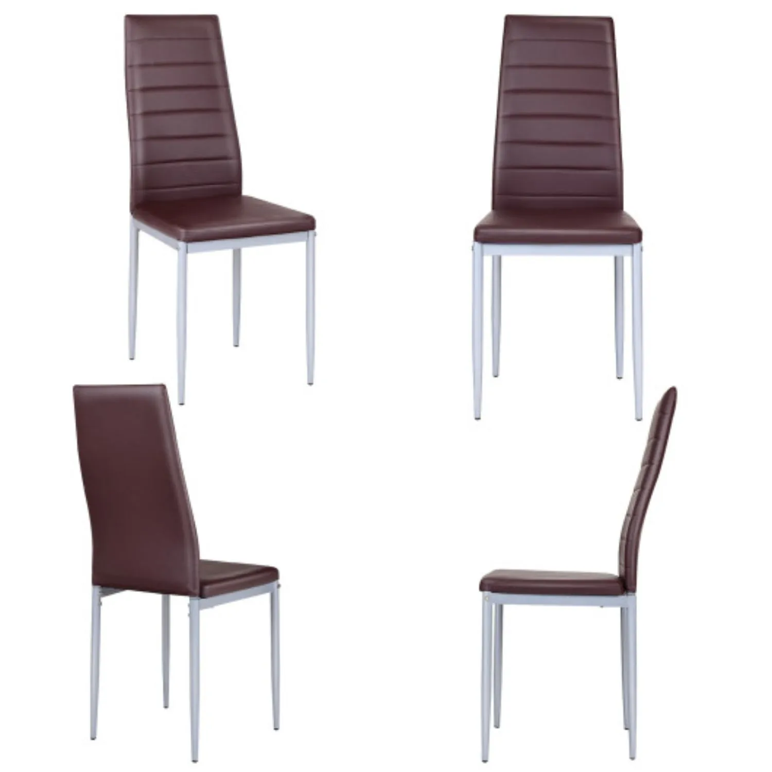 4 pcs PVC Leather Dining Side Chairs Elegant Design