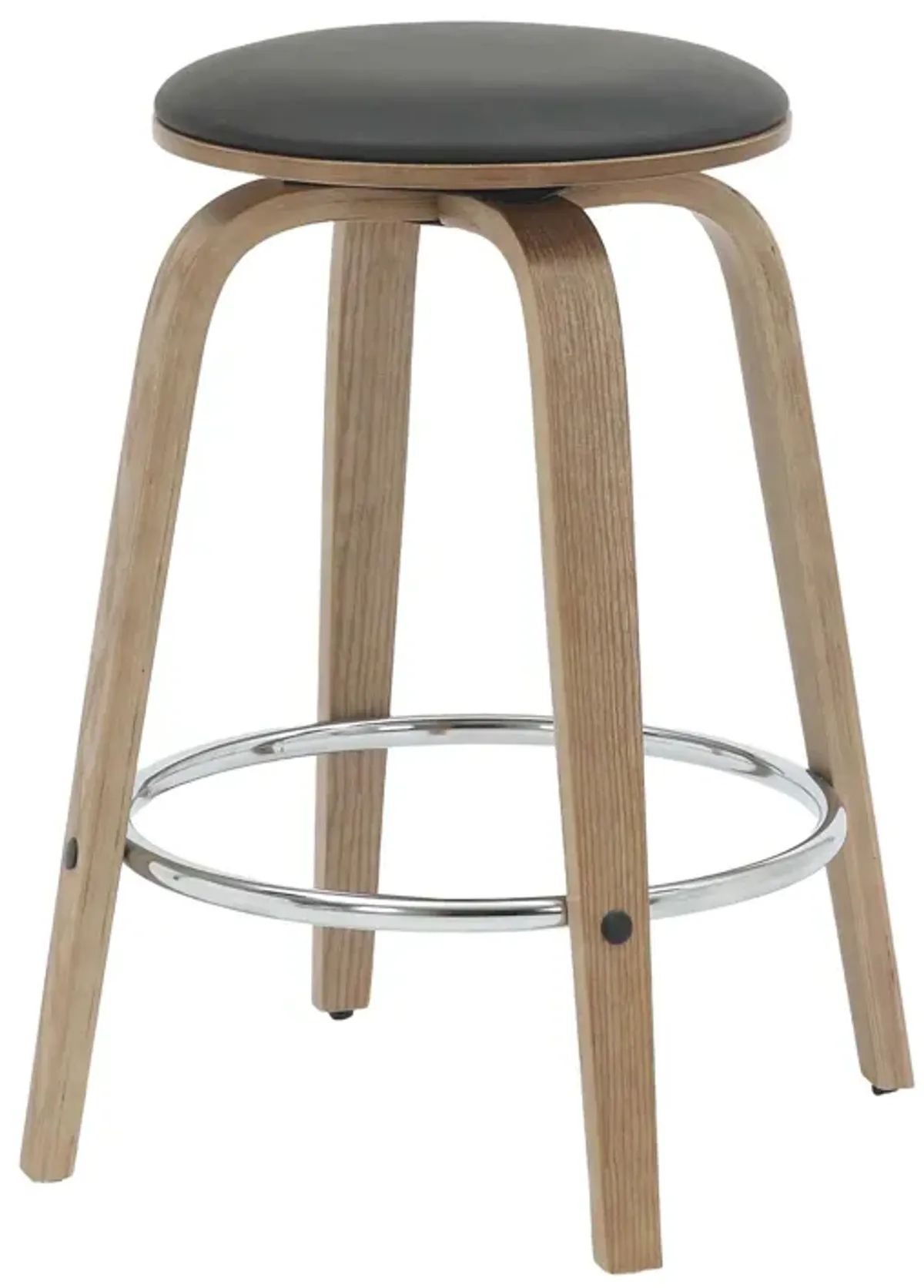 LeisureMod Pelya Modern Swivel Counter Stool Upholstered in Leather in Taupe