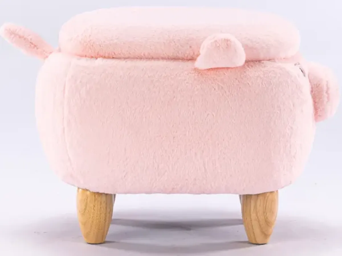 Pink Pig Fabric Storage Ottoman