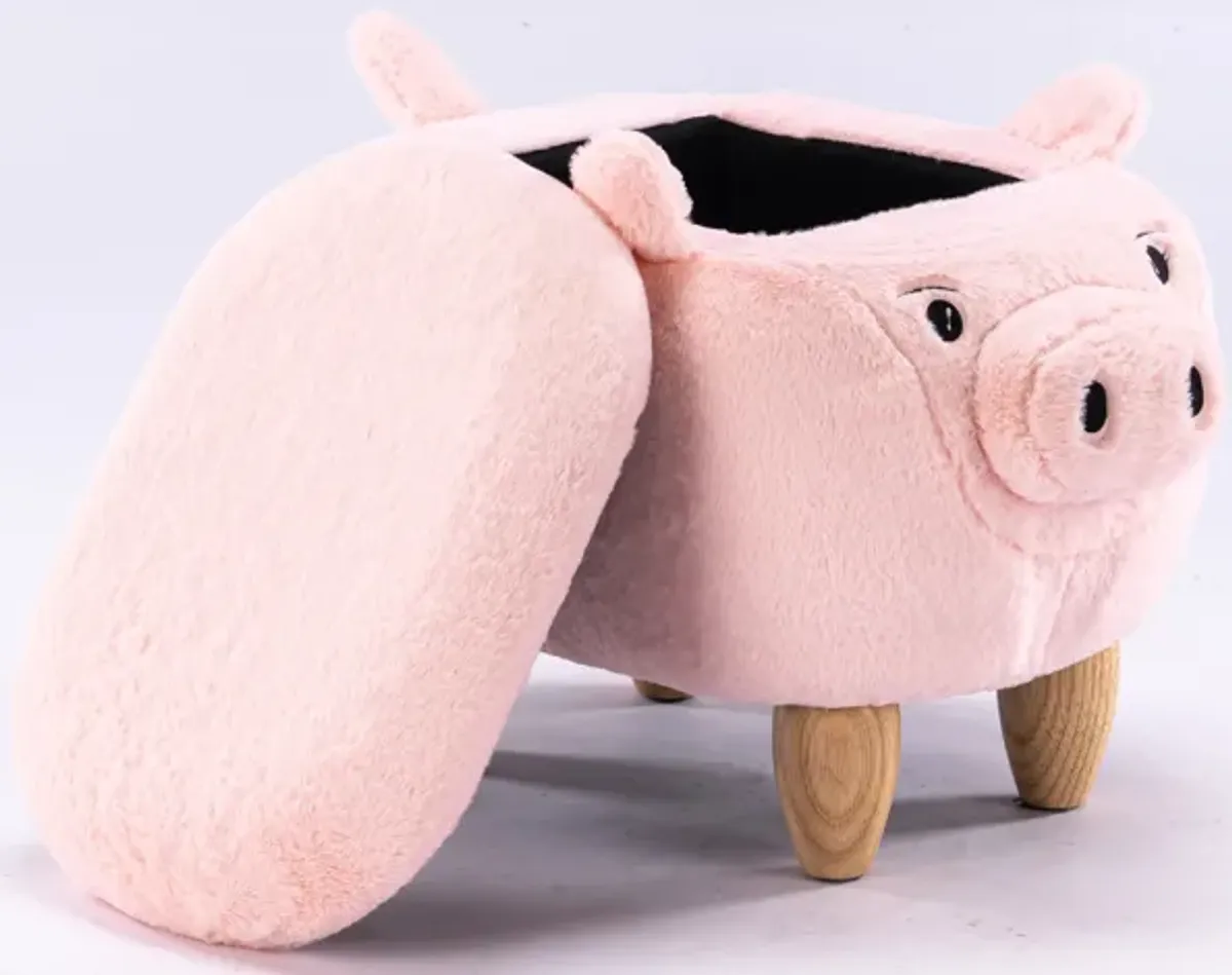 Pink Pig Fabric Storage Ottoman