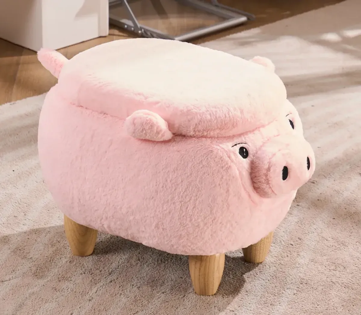 Pink Pig Fabric Storage Ottoman