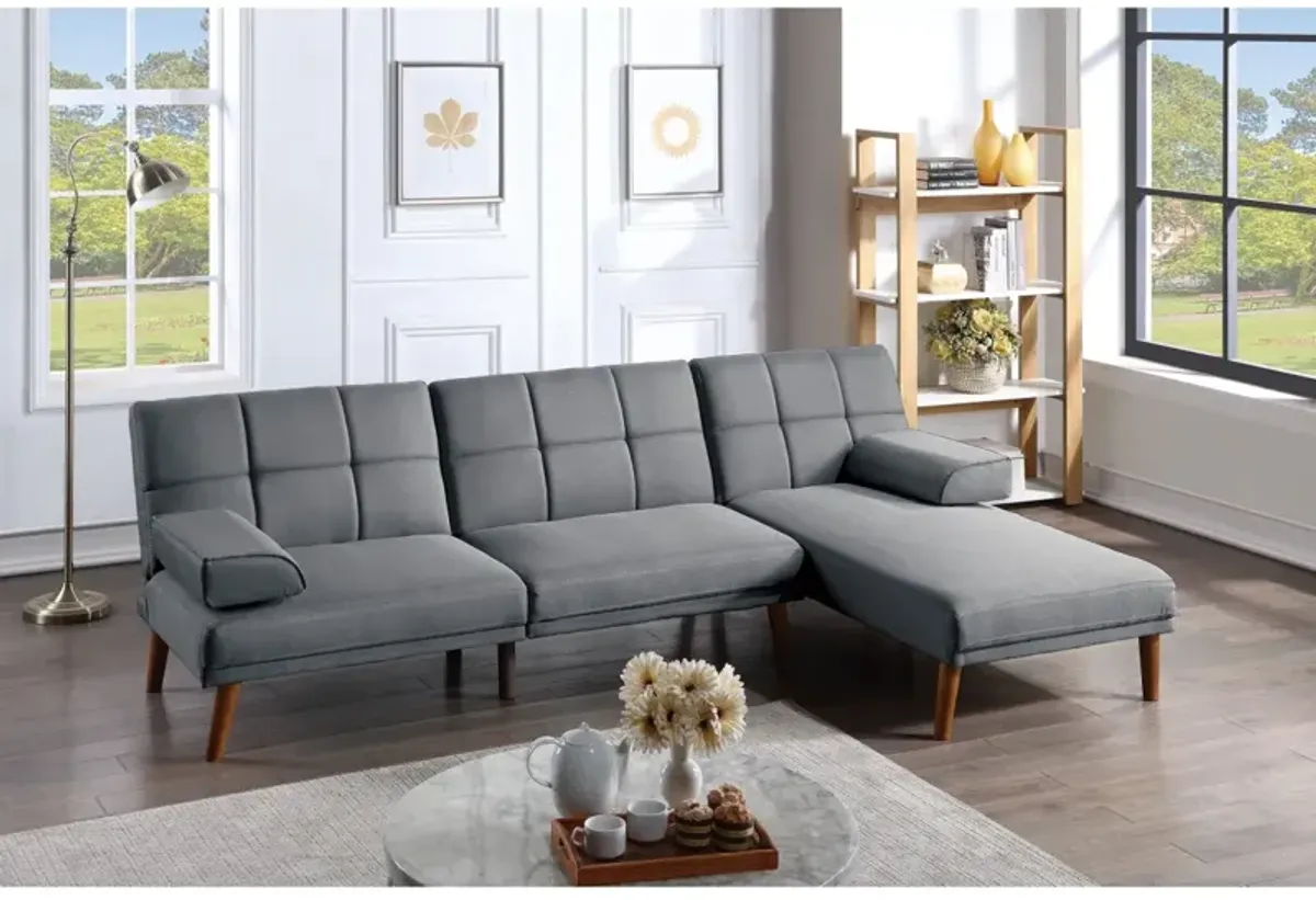 Blue Grey 2 Piece Sectional Sofa Set - Solid Wood Legs