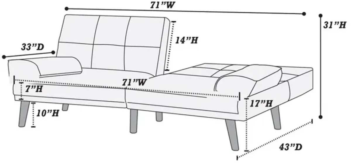 Blue Grey 2 Piece Sectional Sofa Set - Solid Wood Legs