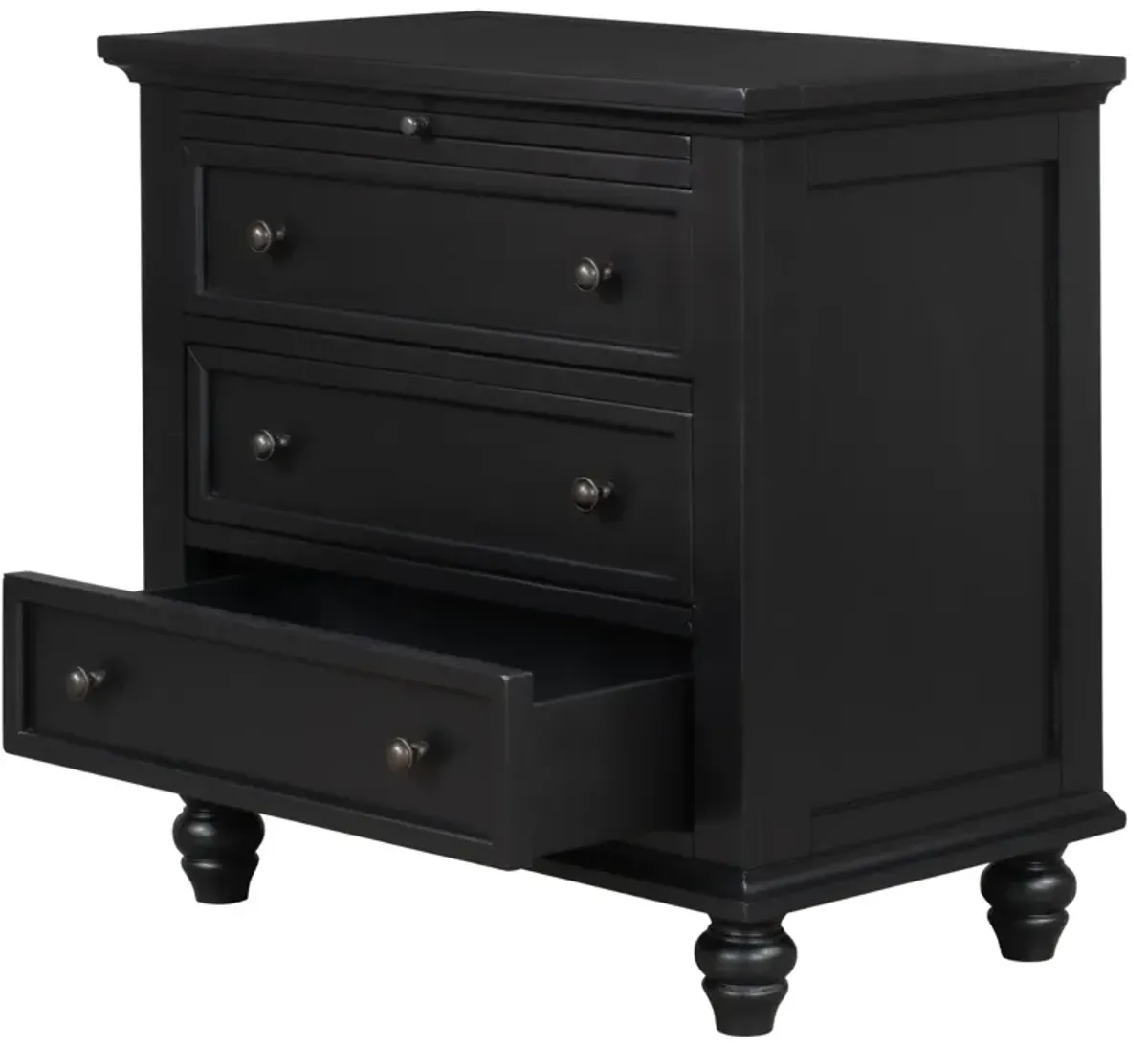 3-Drawer Storage Wood Cabinet, End Table With Pull Out Tray