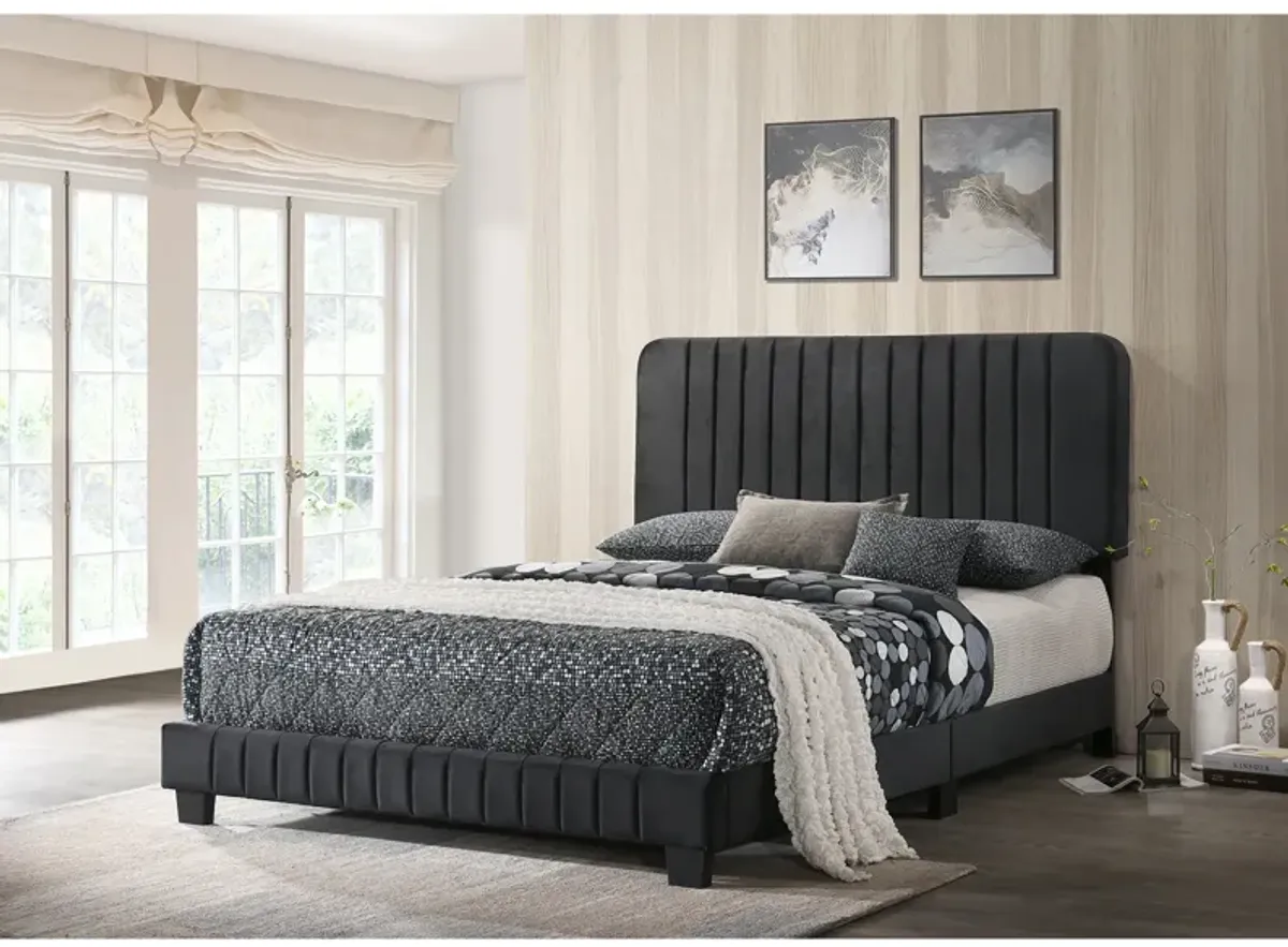 Lodi Velvet Upholstered Channel Tufted Queen Panel Bed