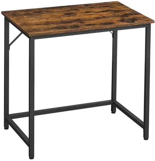 Modern PC Laptop Table - Rustic Brown & Black, Industrial Style with Simple Assembly
