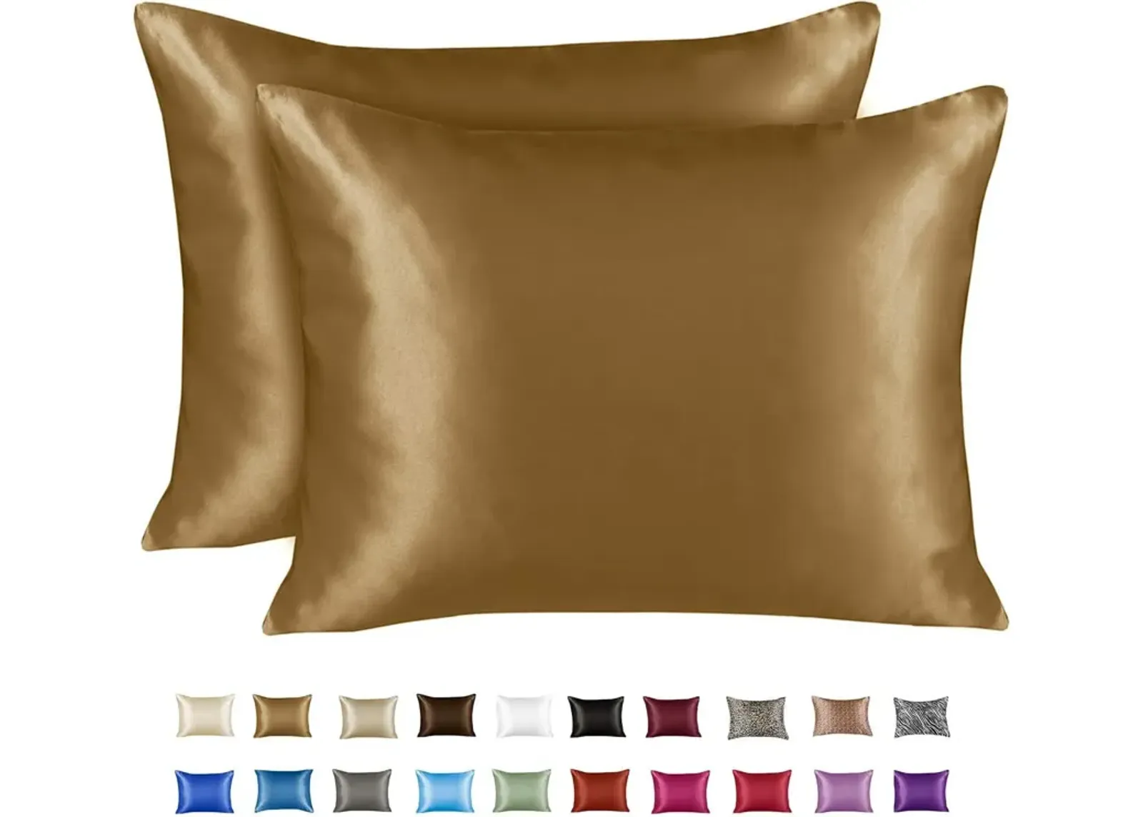 Satin Pillow Case with Zipper - Luxury Pillow Cover (Pillowcase Set of 2)