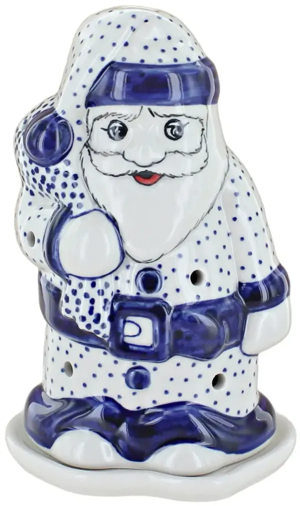 Blue Rose Polish Pottery Garden Bouquet Santa Luminary