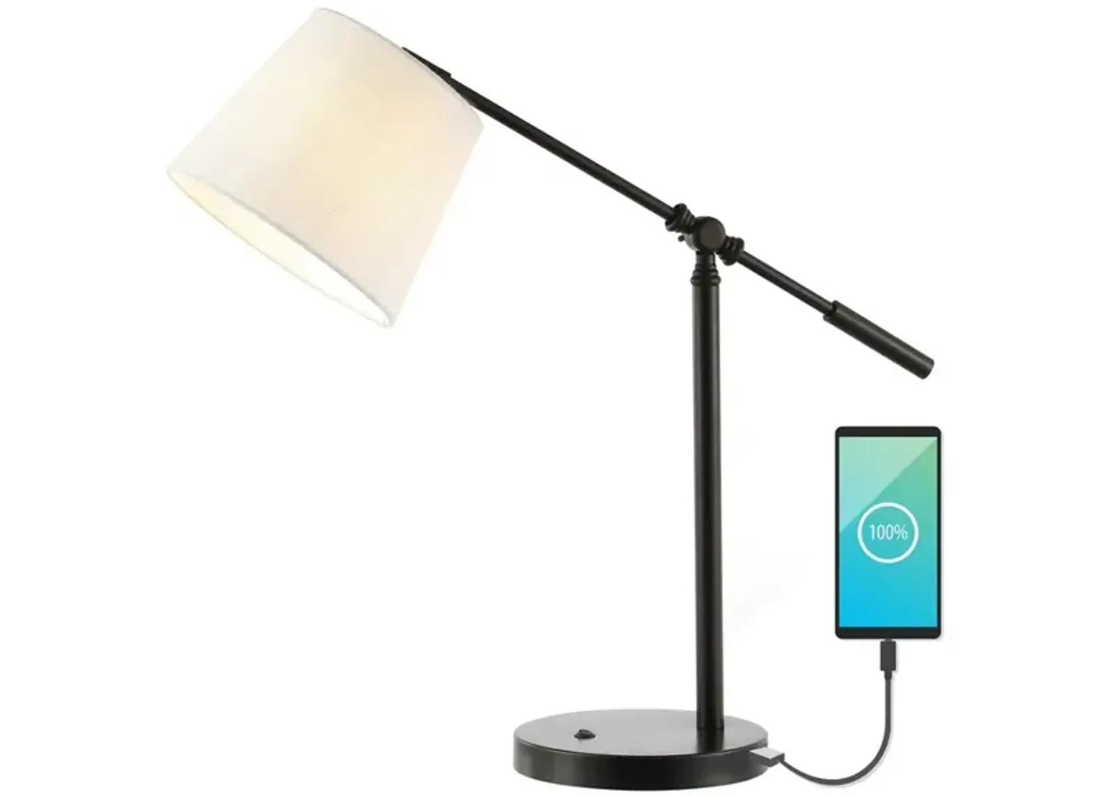 Troy Classic Contemporary Iron LED Task Lamp with USB Charging Port