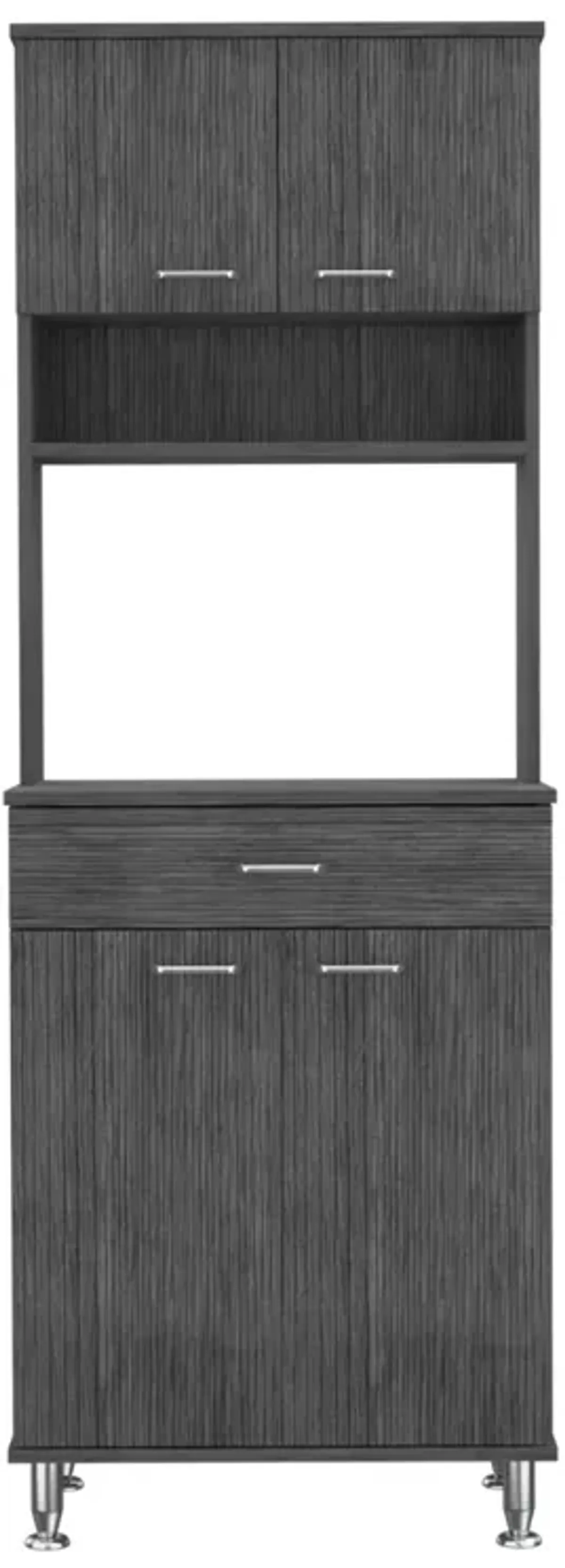 Della 60 Kitchen Pantry With Countertop, Closed & Open Storage - Smokey Oak