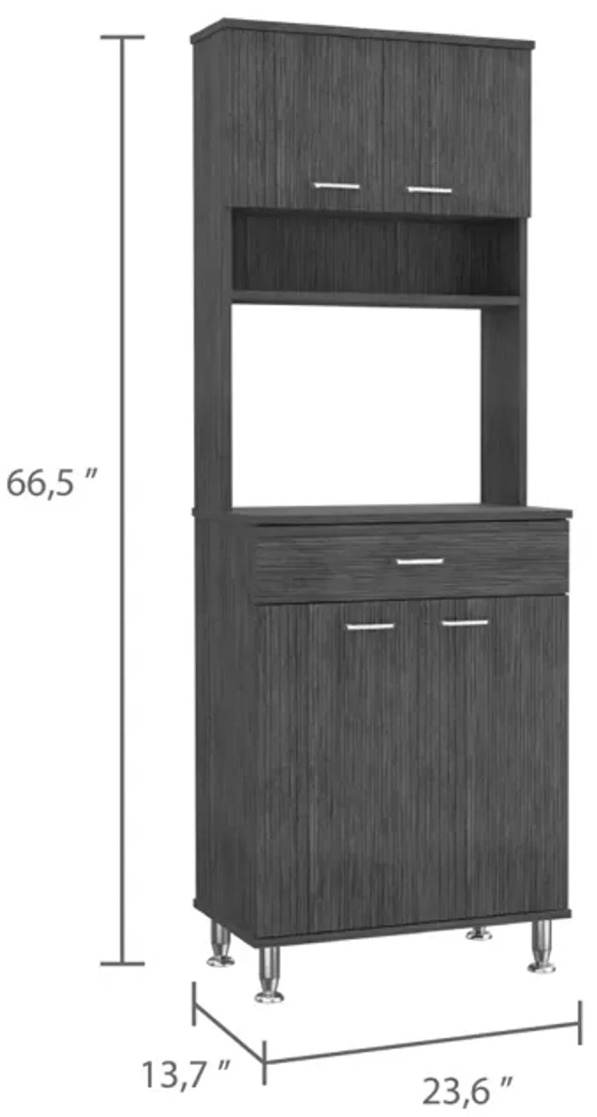 Della 60 Kitchen Pantry With Countertop, Closed & Open Storage - Smokey Oak